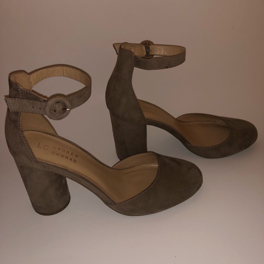 Lauren Conrad tan high heels